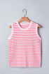 Striped Pattern Textured Knit Sleeveless Sweater Vest