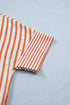 Striped Pinched V Neck Cuffed Shift Mini Dress