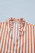Striped Pinched V Neck Cuffed Shift Mini Dress