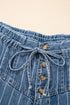 Striped Pleated Drawstring Waist Wide Leg Jeans