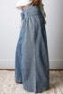 Striped Pleated Drawstring Waist Wide Leg Jeans