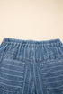 Striped Pleated Drawstring Waist Wide Leg Jeans