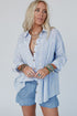 Striped Pleated Tiered Button Down Shirt