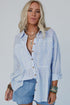 Striped Pleated Tiered Button Down Shirt
