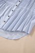 Striped Pleated Tiered Button Down Shirt