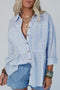 Striped Pleated Tiered Button Down Shirt