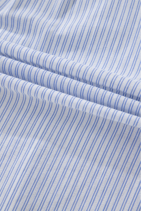 Striped Pleated Tiered Button Down Shirt