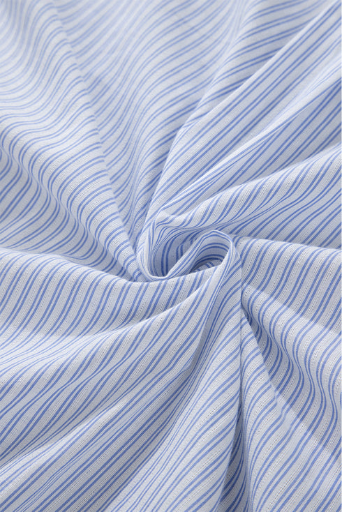 Striped Pleated Tiered Button Down Shirt
