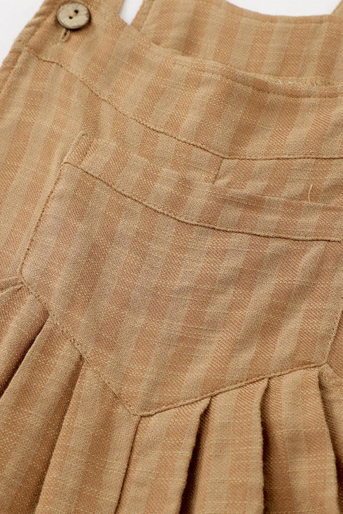 Striped Pleated Wide Leg Pocketed Jumpsuit