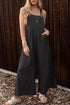 Striped Pleated Wide Leg Pocketed Jumpsuit