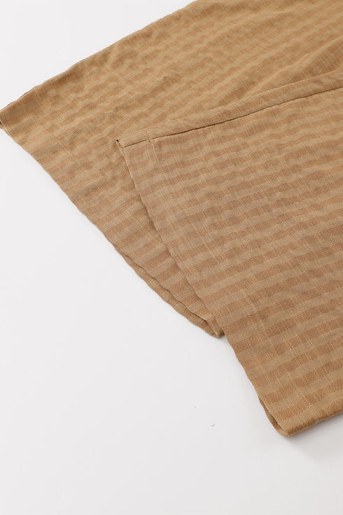 Striped Pleated Wide Leg Pocketed Jumpsuit