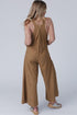 Striped Pleated Wide Leg Pocketed Jumpsuit