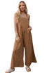 Striped Pleated Wide Leg Pocketed Jumpsuit