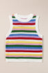 Striped Pointelle Knit Crew Neck Sleeveless Tank Top