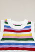 Striped Pointelle Knit Crew Neck Sleeveless Tank Top