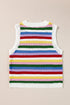 Striped Pointelle Knit Crew Neck Sleeveless Tank Top