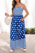 Striped Polka Dot Patchwork Spaghetti Strap Maxi Dress