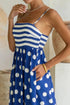 Striped Polka Dot Patchwork Spaghetti Strap Maxi Dress
