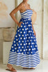 Striped Polka Dot Patchwork Spaghetti Strap Maxi Dress