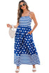 Striped Polka Dot Patchwork Spaghetti Strap Maxi Dress