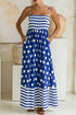 Striped Polka Dot Patchwork Spaghetti Strap Maxi Dress