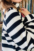 Striped Polo Neck Side Pocket Sweatshirt Mini Dress