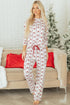 Striped Print Contrast Trim Wide Leg Pajama Lounge Set