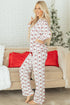 Striped Print Contrast Trim Wide Leg Pajama Lounge Set