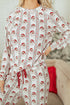 Striped Print Contrast Trim Wide Leg Pajama Lounge Set