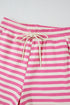 Striped Print Crew Neck T Shirt Drawstring Short Set