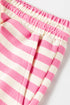 Striped Print Crew Neck T Shirt Drawstring Short Set