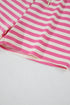 Striped Print Crew Neck T Shirt Drawstring Short Set