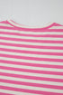 Striped Print Crew Neck T Shirt Drawstring Short Set
