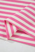 Striped Print Crew Neck T Shirt Drawstring Short Set