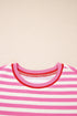 Striped Print Defined Trim Short Sleeve Loose Short Set