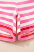 Striped Print Defined Trim Short Sleeve Loose Short Set