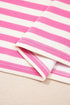 Striped Print Defined Trim Short Sleeve Loose Short Set