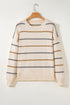 Striped Print Drop Shoulder Casual Knit Sweater