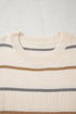Striped Print Drop Shoulder Casual Knit Sweater