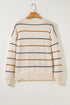 Striped Print Drop Shoulder Casual Knit Sweater