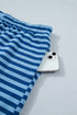 Striped Print Dropped Shoulder Tee Shorts Two Piece Loungewear