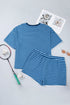 Striped Print Dropped Shoulder Tee Shorts Two Piece Loungewear