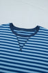 Striped Print Dropped Shoulder Tee Shorts Two Piece Loungewear