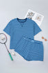 Striped Print Dropped Shoulder Tee Shorts Two Piece Loungewear