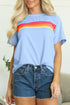 Striped Print Front Patch Pocket Casual Knit Tee