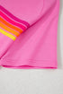 Striped Print Front Patch Pocket Casual Knit Tee