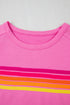 Striped Print Front Patch Pocket Casual Knit Tee