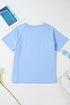 Striped Print Front Patch Pocket Casual Knit Tee