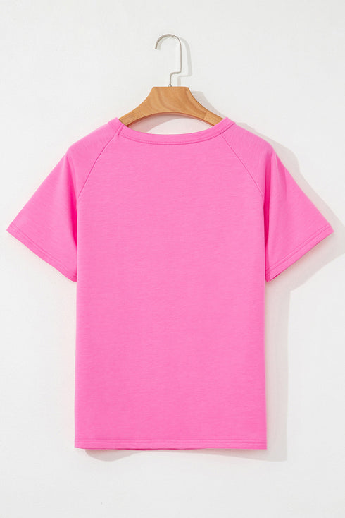 Striped Print Front Patch Pocket Casual Knit Tee