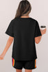 Striped Print Front Patch Pocket Casual Knit Tee